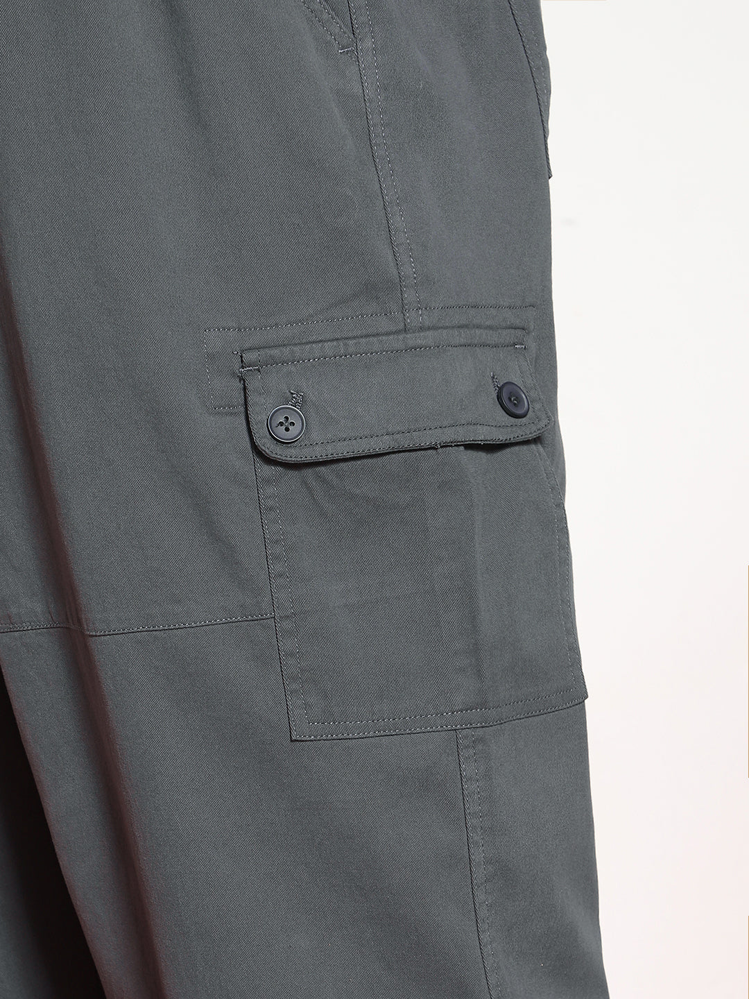 Plus Men's Steel Grey Loose Baggy Fit Cargo Jogger Chino Pant with 6 Pockets Stretchable - Image 5
