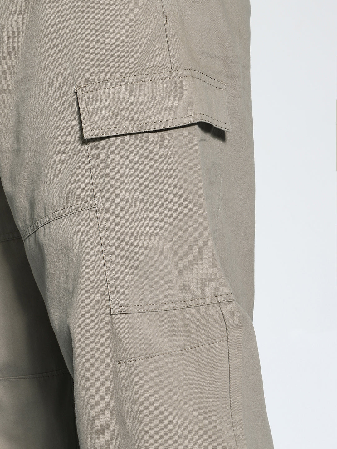 Plus Men's Steel Grey Loose Baggy Fit Solid Cargo Chino Pant with 6 Pockets Non-Stretchable - Image 5