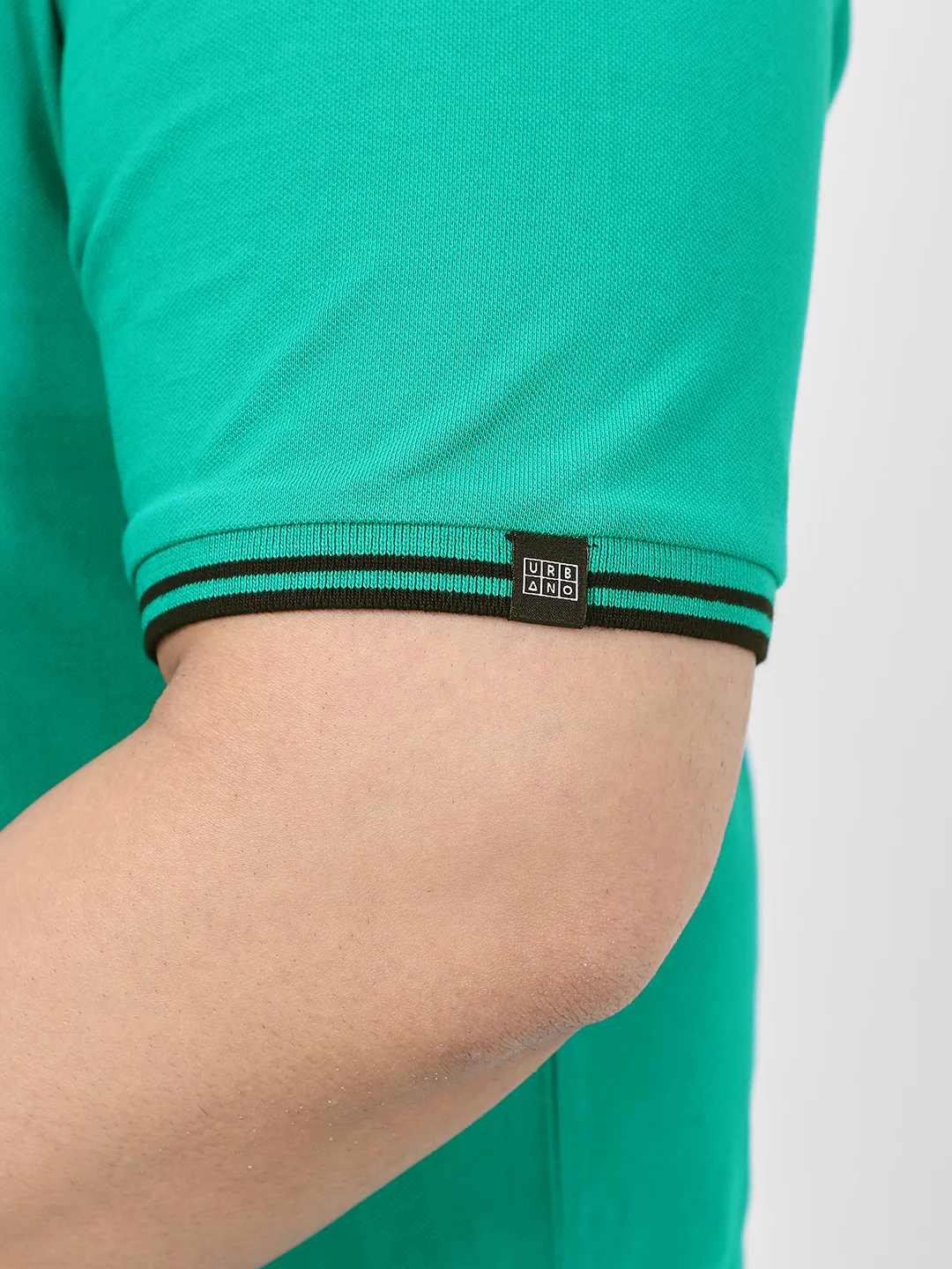 Plus Men's Teal Green Solid Cotton Polo T-Shirt - Image 7