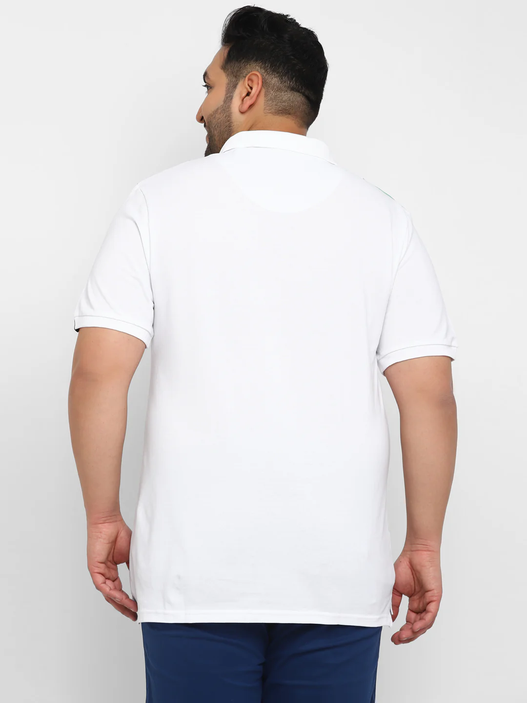 Plus Men's White, Beige, Mint Green Colour-Block Regular Fit Half Sleeve Cotton Polo T-Shirt - Image 3