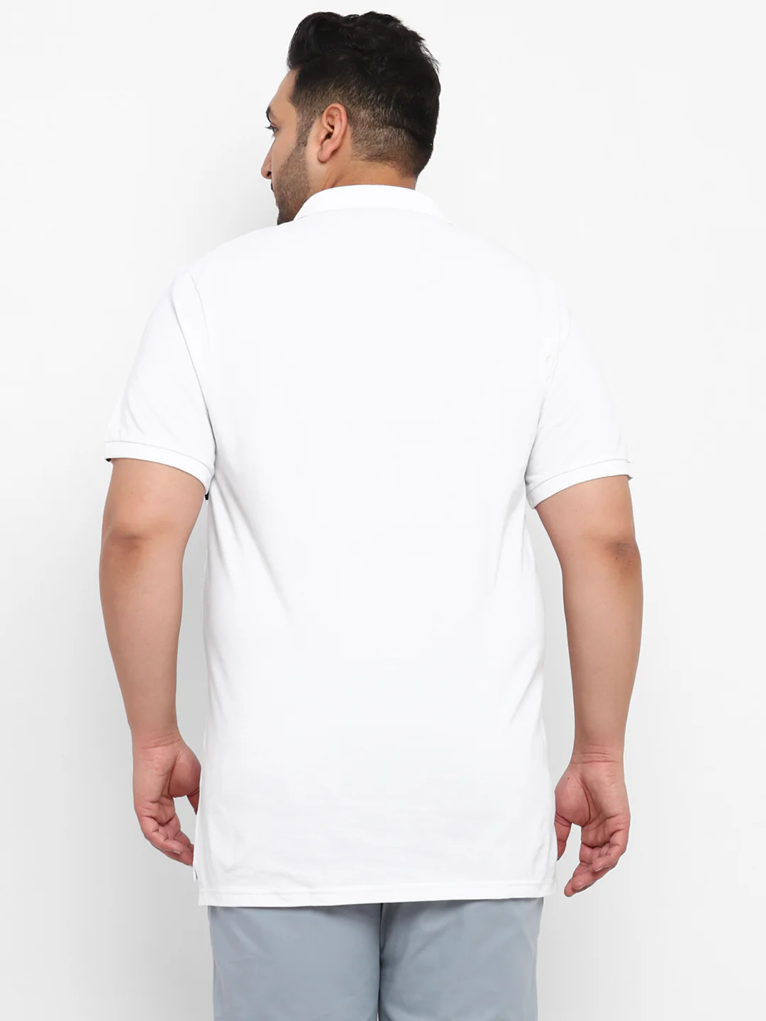 Plus Men's White, Black, Red Colour-Block Regular Fit Half Sleeve Cotton Polo T-Shirt - Image 3