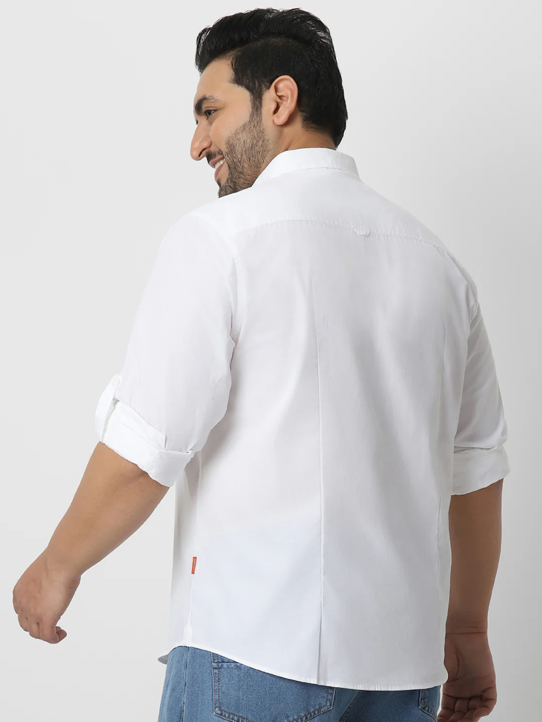 Men's White Cotton Full Sleeve Regular Fit Casual Solid Shirt - Image 4