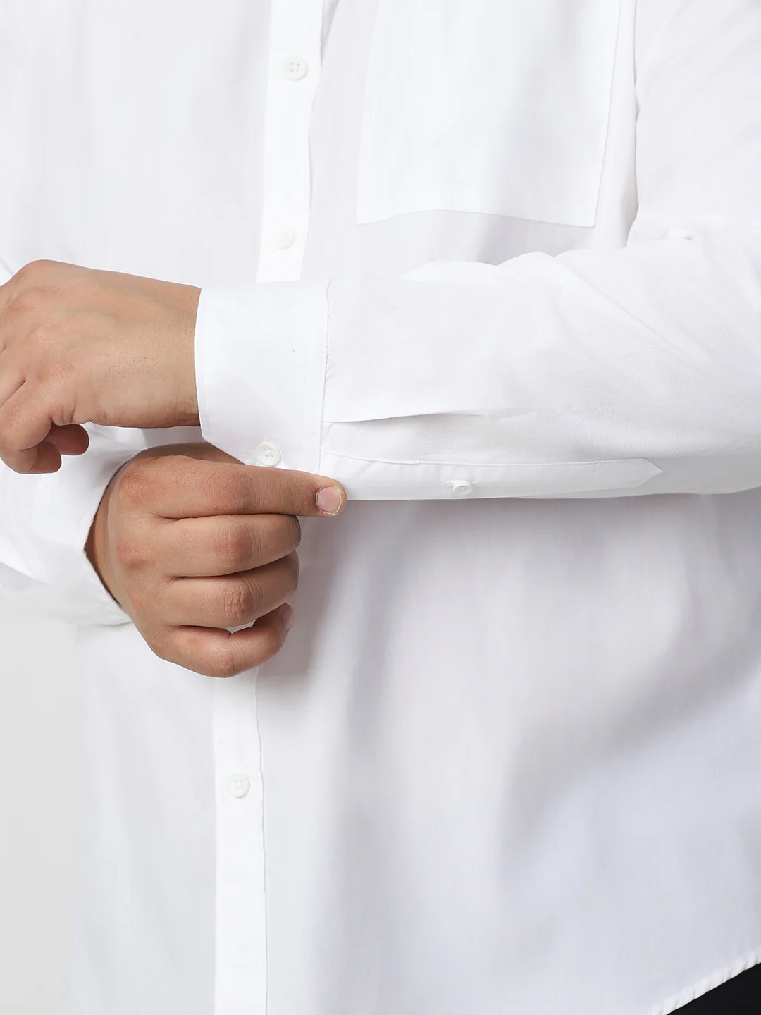 Plus Men's White Cotton Full Sleeve Regular Fit Casual Solid Shirt - Image 7
