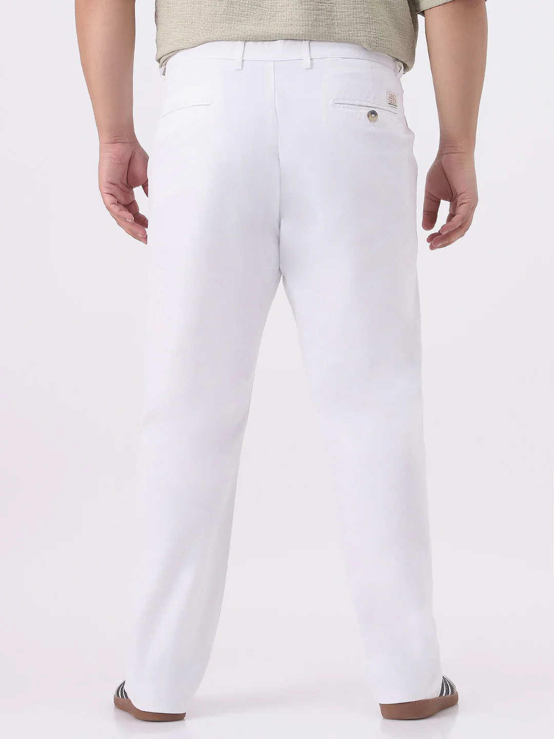 Plus Men's White Cotton Regular Fit Casual Chinos Trousers Stretch - Image 3