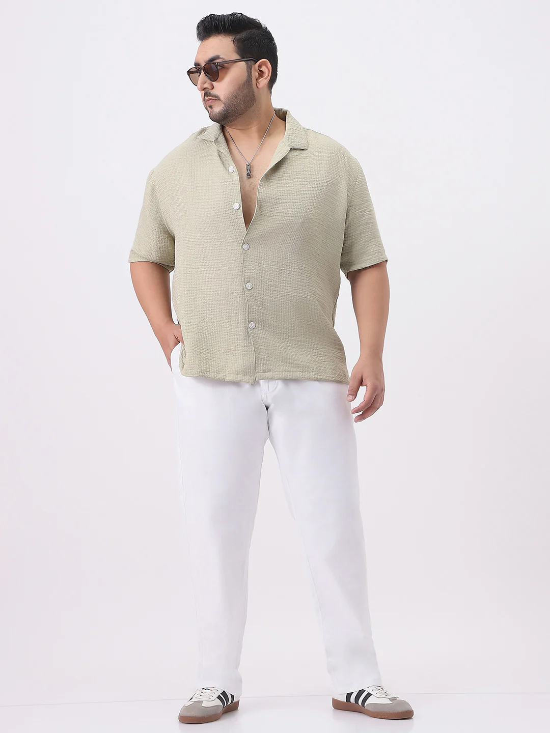 Plus Men's White Cotton Regular Fit Casual Chinos Trousers Stretch - Image 4
