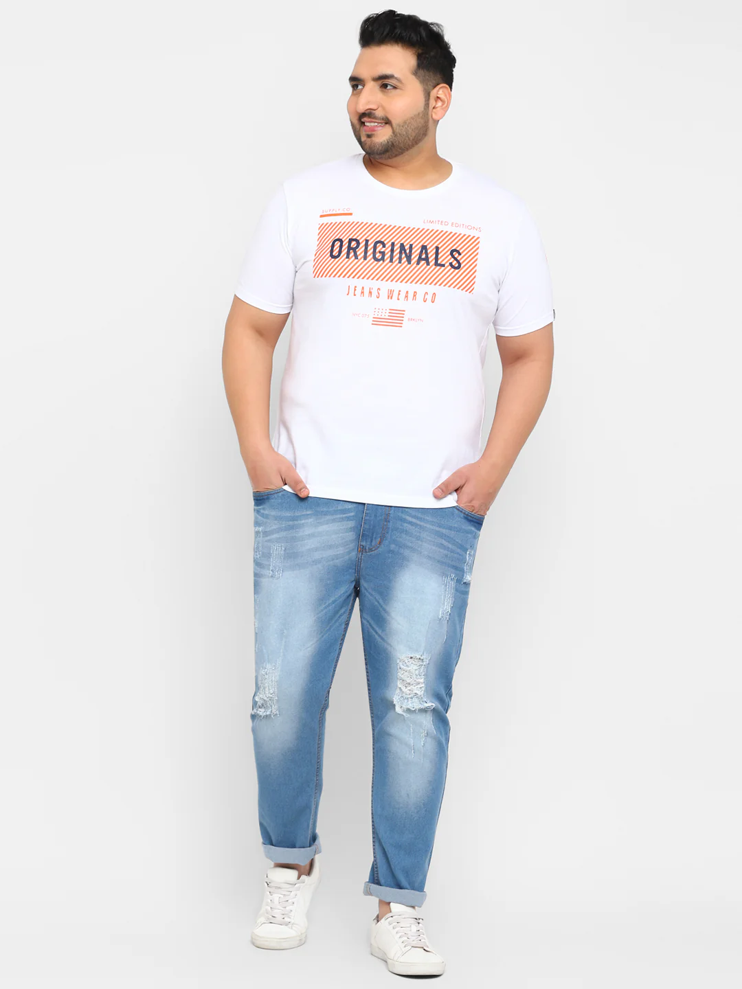Urbano Plus Men's White Graphic Printed Half Sleeve Regular Fit Cotton T-Shirt - Image 4