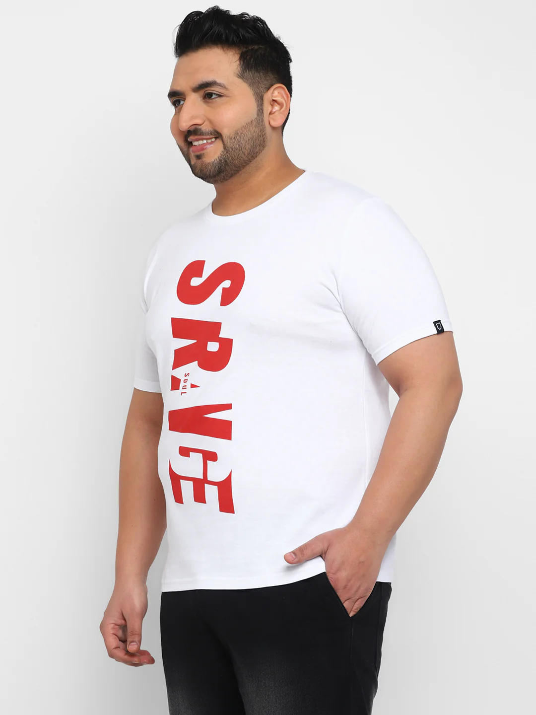 Urbano Plus Men's White Graphic Printed Half Sleeve Regular Fit Cotton T-Shirt - Image 2
