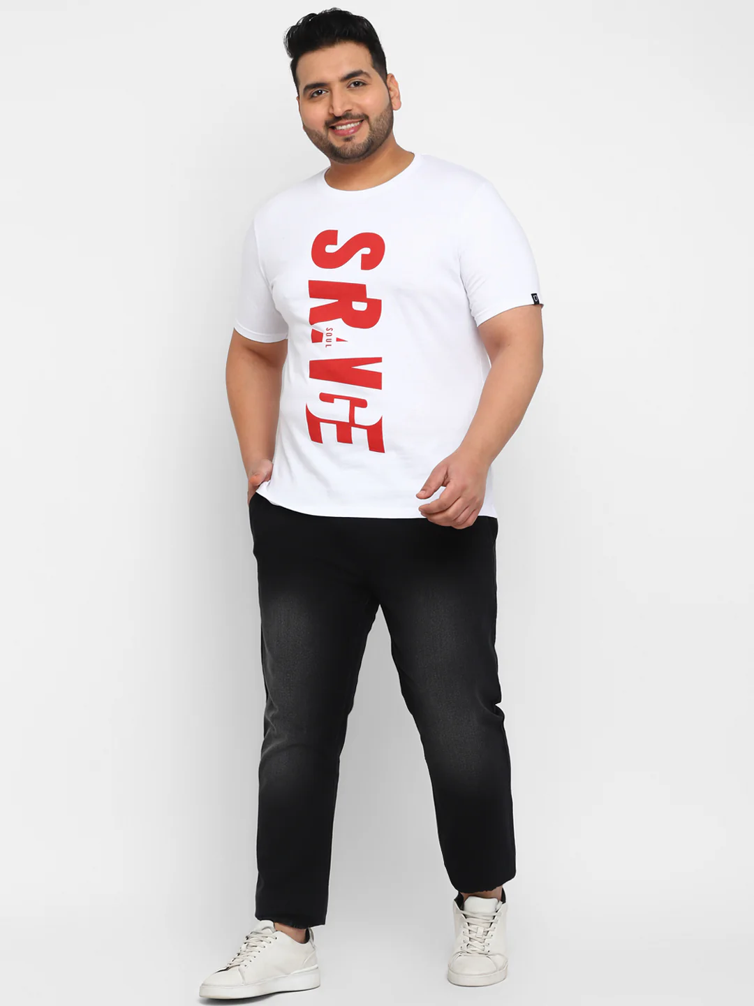 Urbano Plus Men's White Graphic Printed Half Sleeve Regular Fit Cotton T-Shirt - Image 4