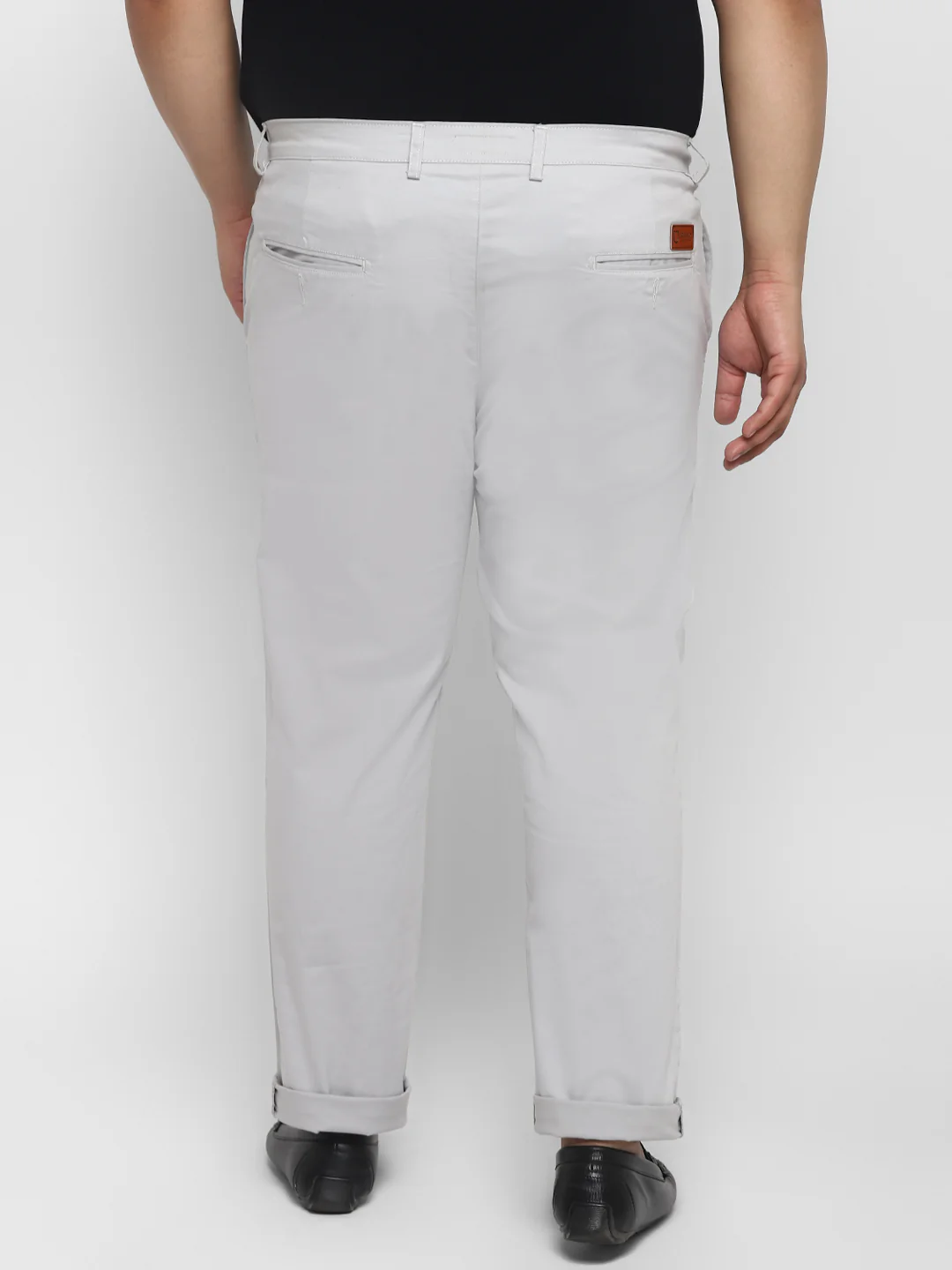Plus Men's White Grey Cotton Regular Fit Casual Chinos Trousers Stretch - Image 4