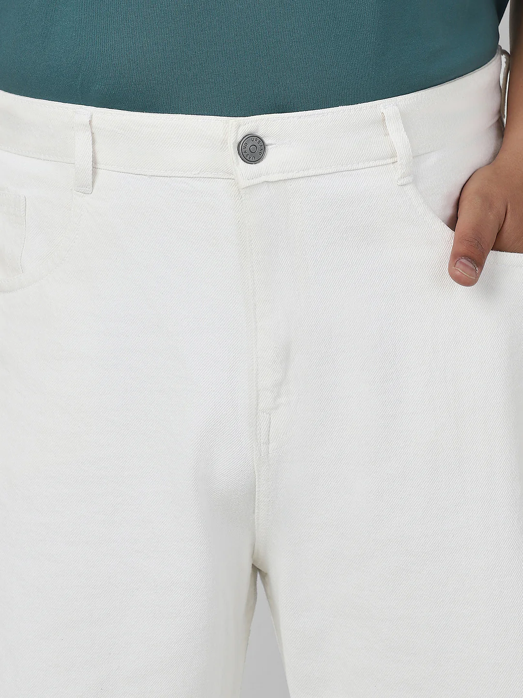 Plus Men's White Loose Fit Washed Jeans Non-Stretchable - Image 5