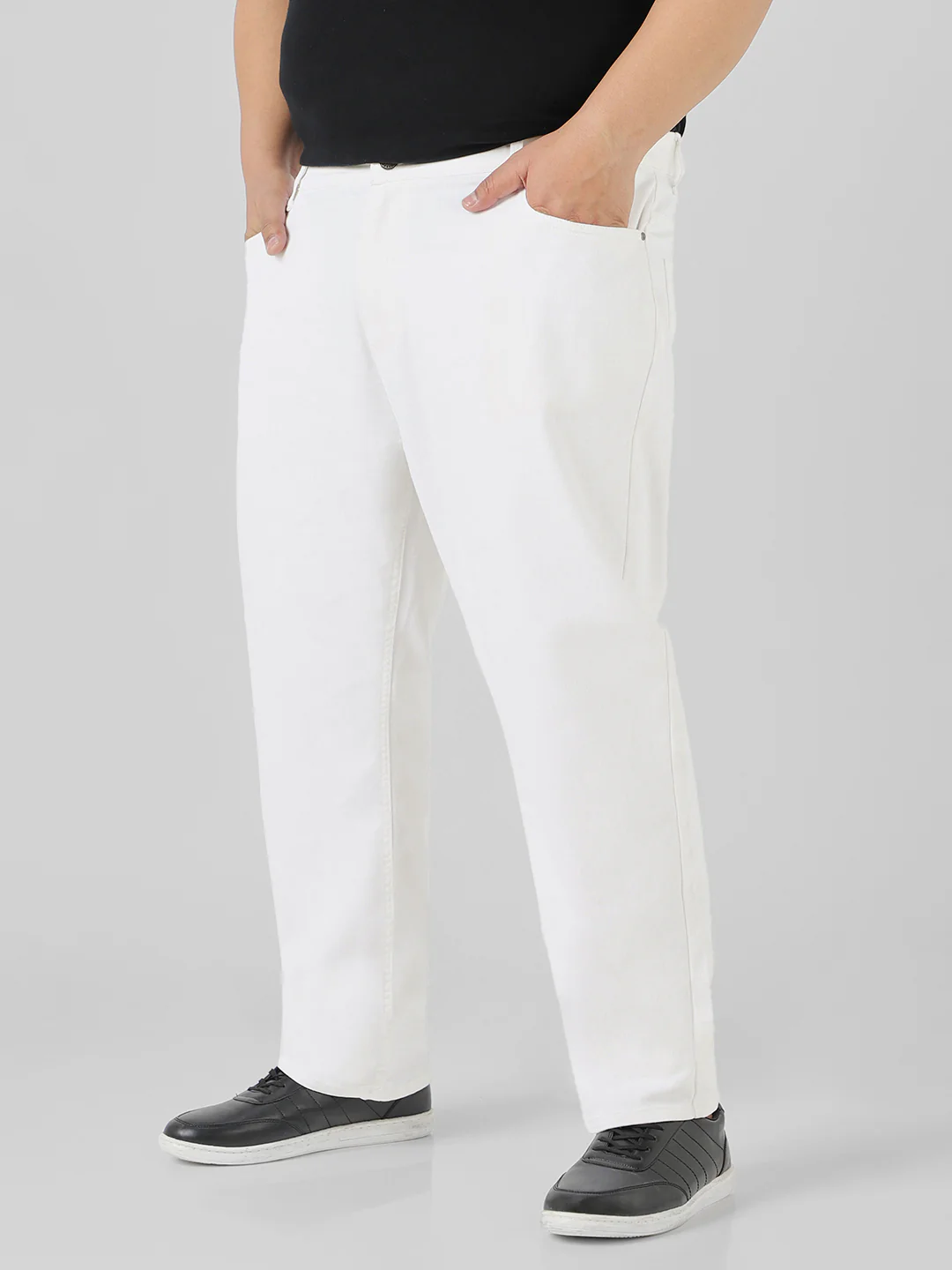 Plus Men's White Regular Fit Stretch Jeans - Image 2