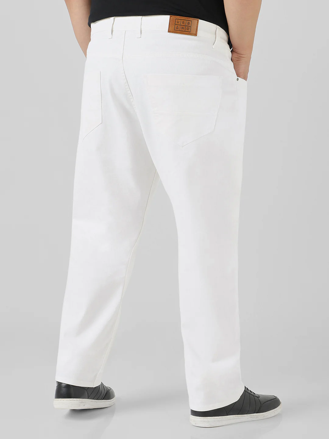 Plus Men's White Regular Fit Stretch Jeans - Image 3