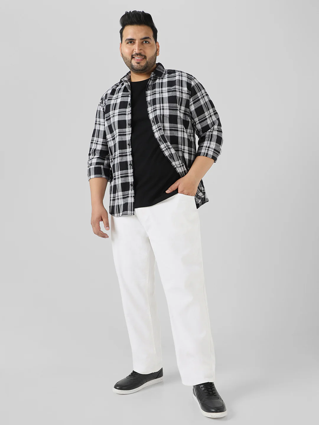 Plus Men's White Regular Fit Stretch Jeans - Image 4