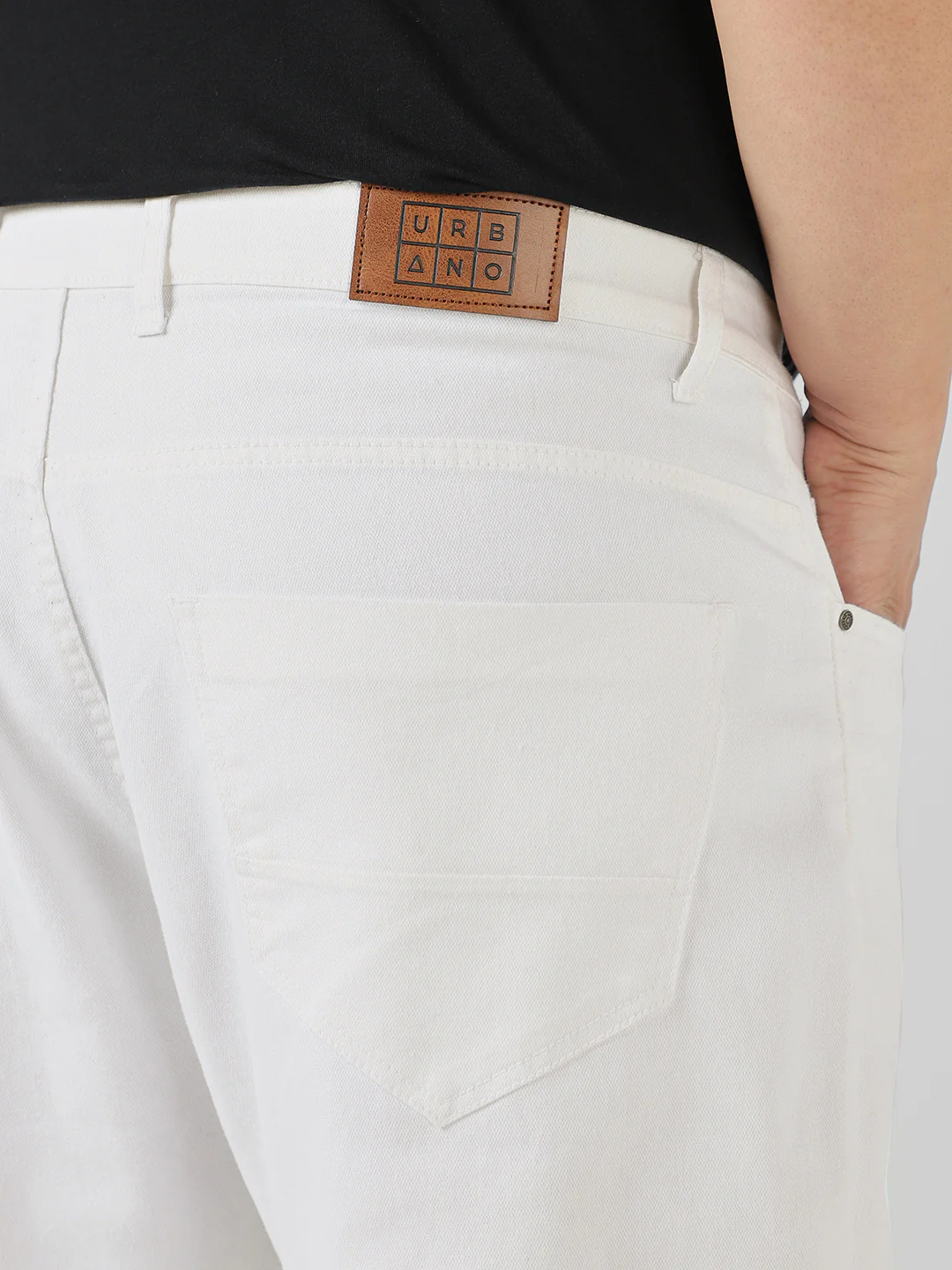 Plus Men's White Regular Fit Stretch Jeans - Image 5