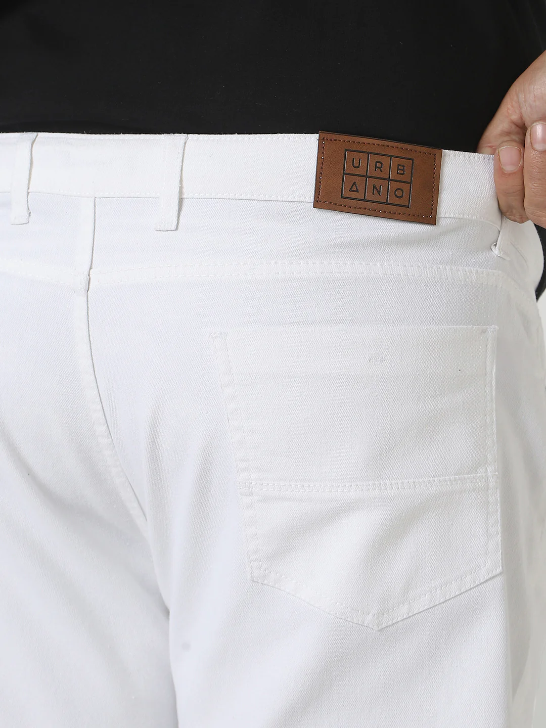 Plus Men's White Regular Fit Washed Jeans Stretchable - Image 5