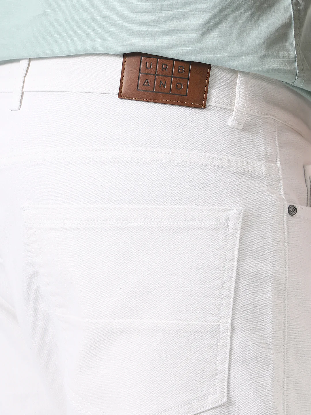 Plus Men's White Straight Fit Washed Jeans Stretchable - Image 6