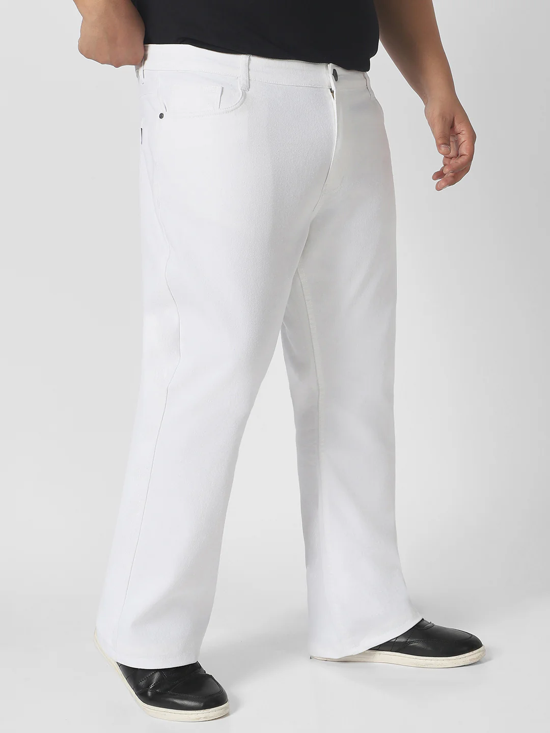 Plus Men's White Washed Bootcut Jeans Stretchable - Image 2