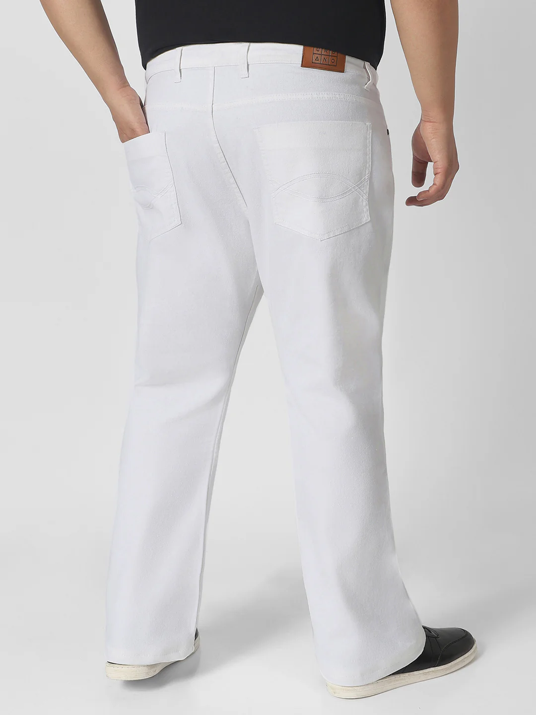 Plus Men's White Washed Bootcut Jeans Stretchable - Image 3