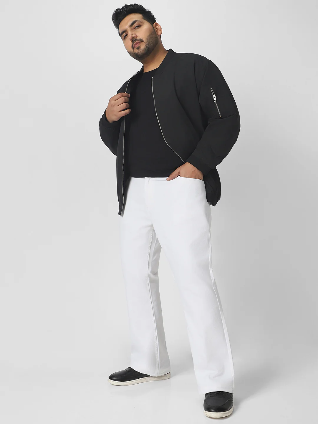 Plus Men's White Washed Bootcut Jeans Stretchable - Image 4