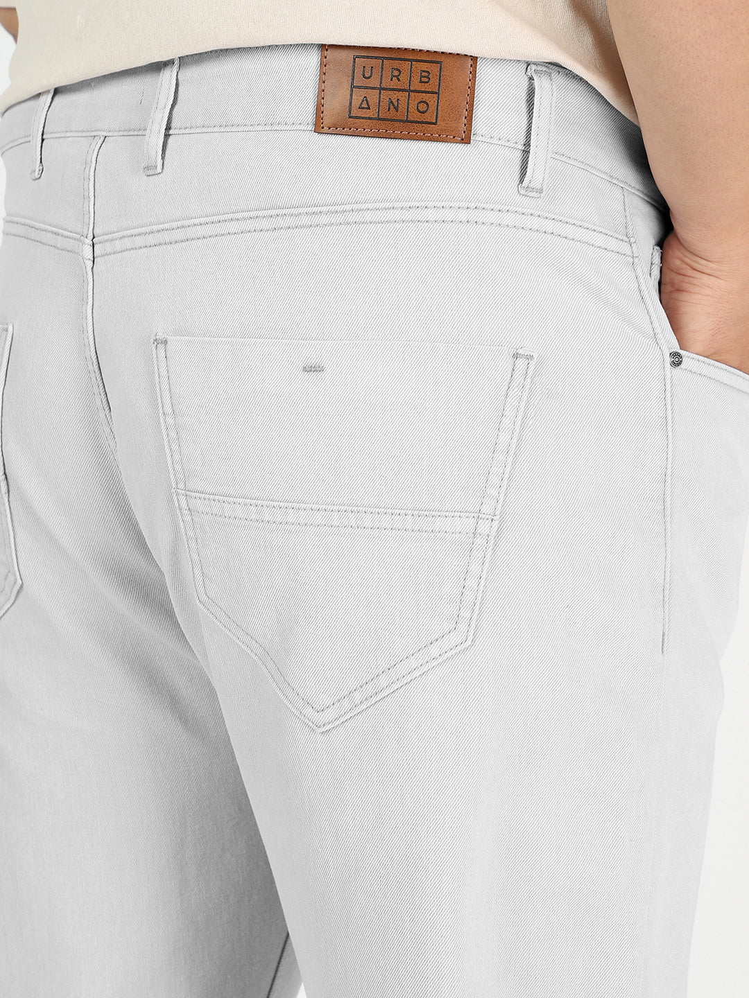 Plus Men's Whitish Grey Regular Fit Washed Jeans Stretchable - Image 5