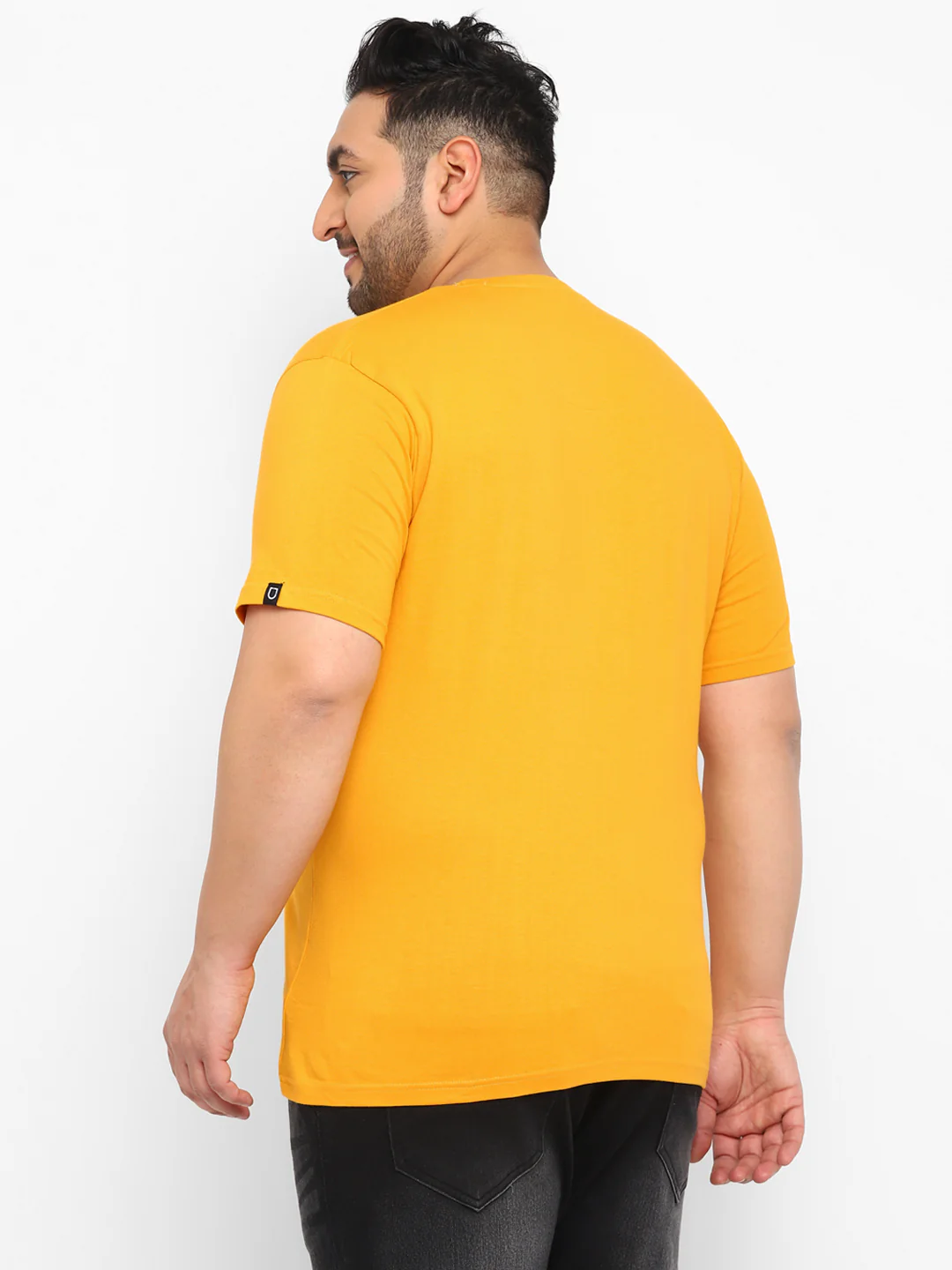 Urbano Plus Men's Yellow Graphic Printed Half Sleeve Regular Fit Cotton T-Shirt - Image 3