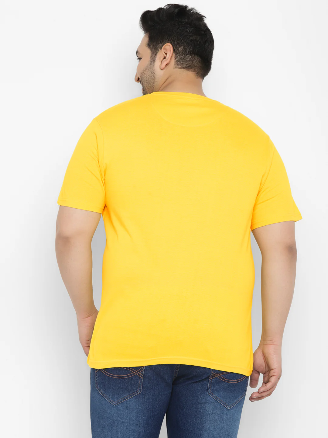Urbano Plus Men's Yellow Graphic Printed Half Sleeve Regular Fit Cotton T-Shirt - Image 3