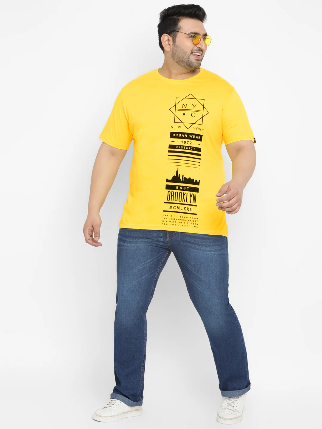 Urbano Plus Men's Yellow Graphic Printed Half Sleeve Regular Fit Cotton T-Shirt - Image 4