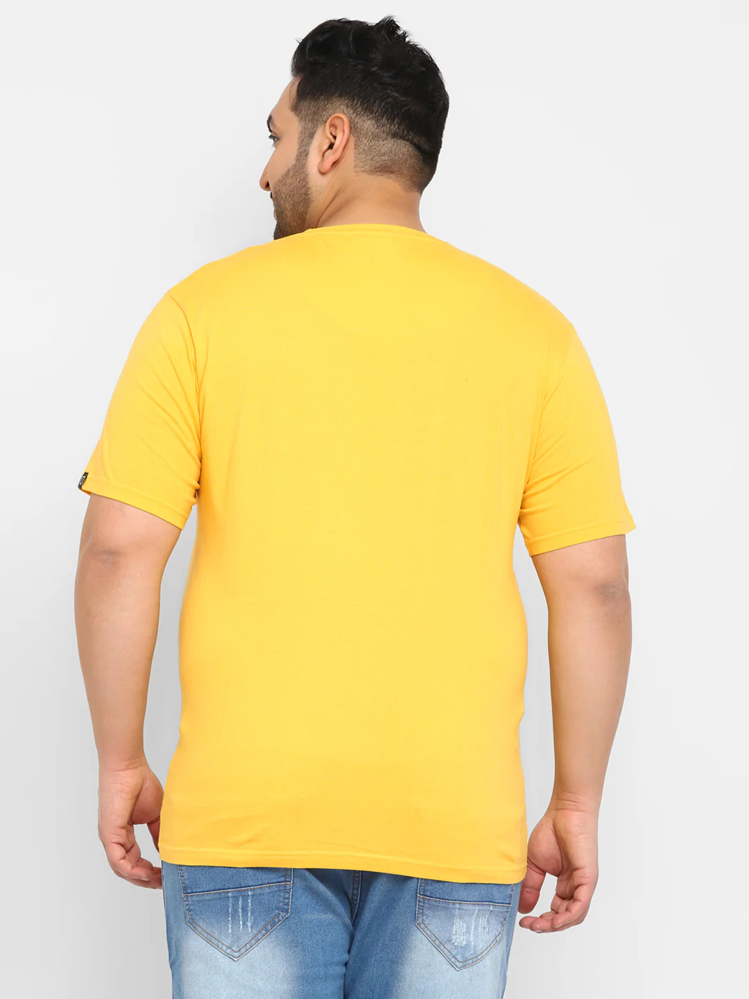 Urbano Plus Men's Yellow Graphic Printed Half Sleeve Regular Fit Cotton T-Shirt - Image 3