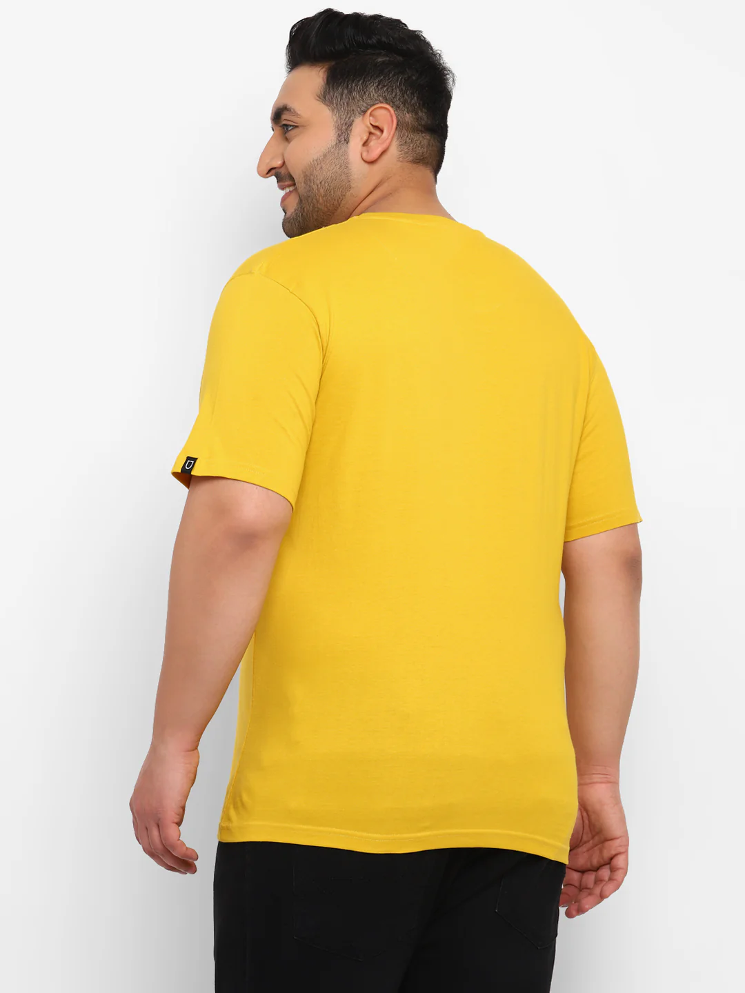 Urbano Plus Men's Yellow Graphic Printed Half Sleeve Regular Fit Cotton T-Shirt - Image 3
