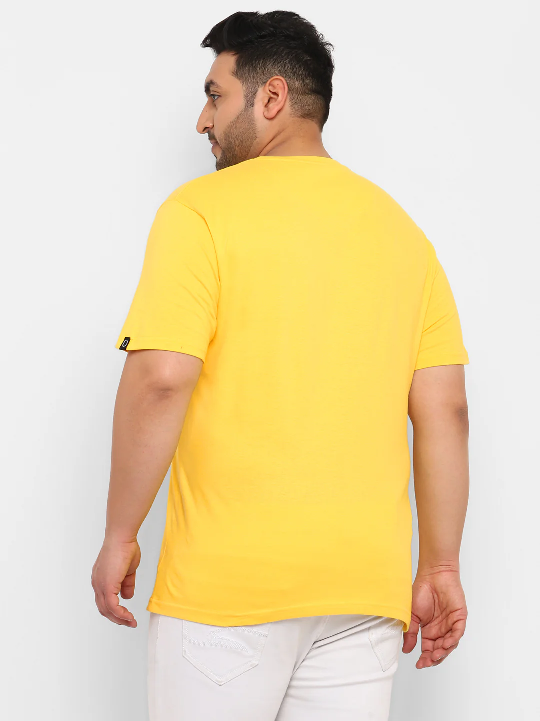Urbano Plus Men's Yellow Graphic Printed Half Sleeve Regular Fit Cotton T-Shirt - Image 3