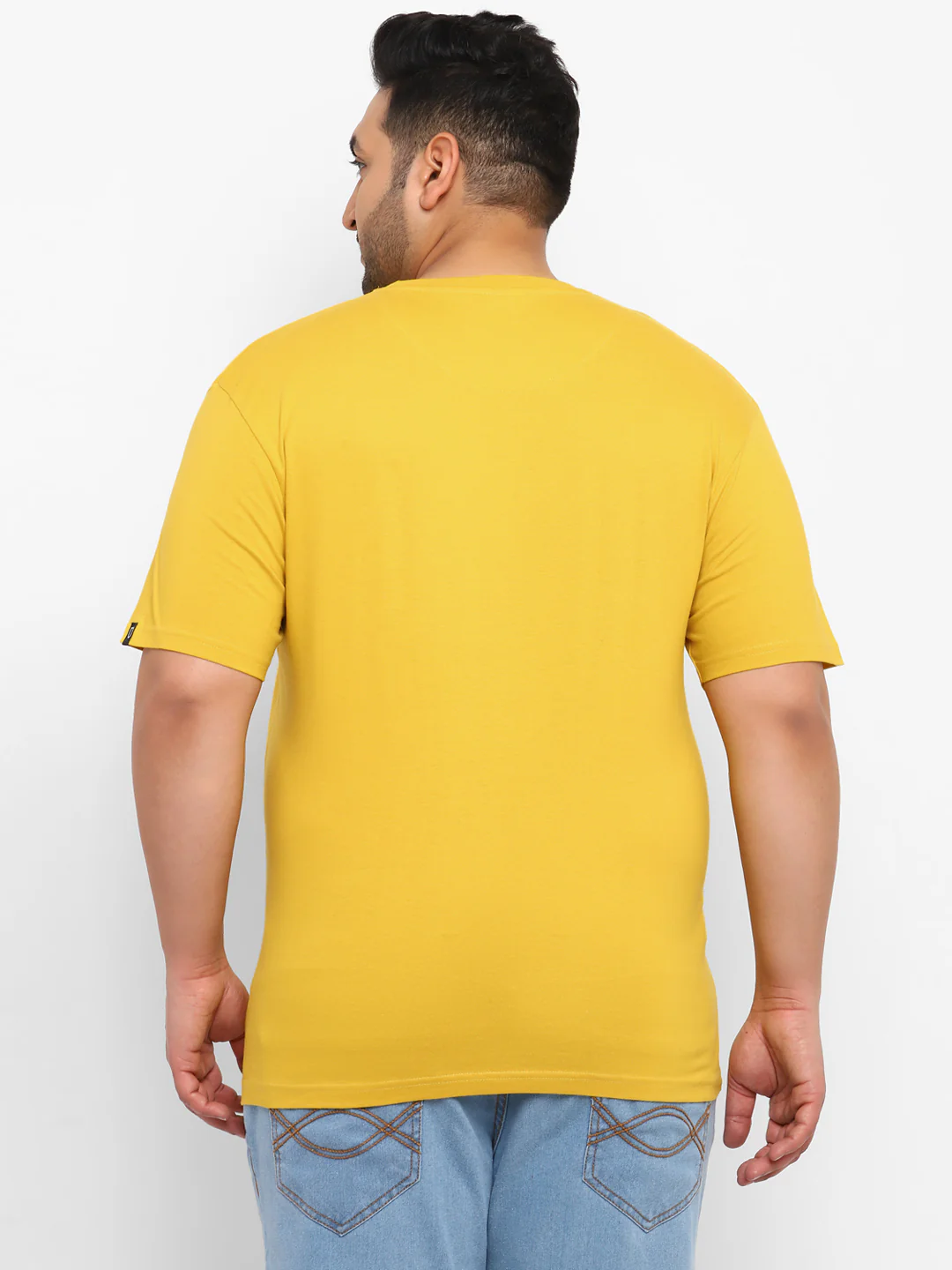 Urbano Plus Men's Yellow Graphic Printed Half Sleeve Regular Fit Cotton T-Shirt - Image 3