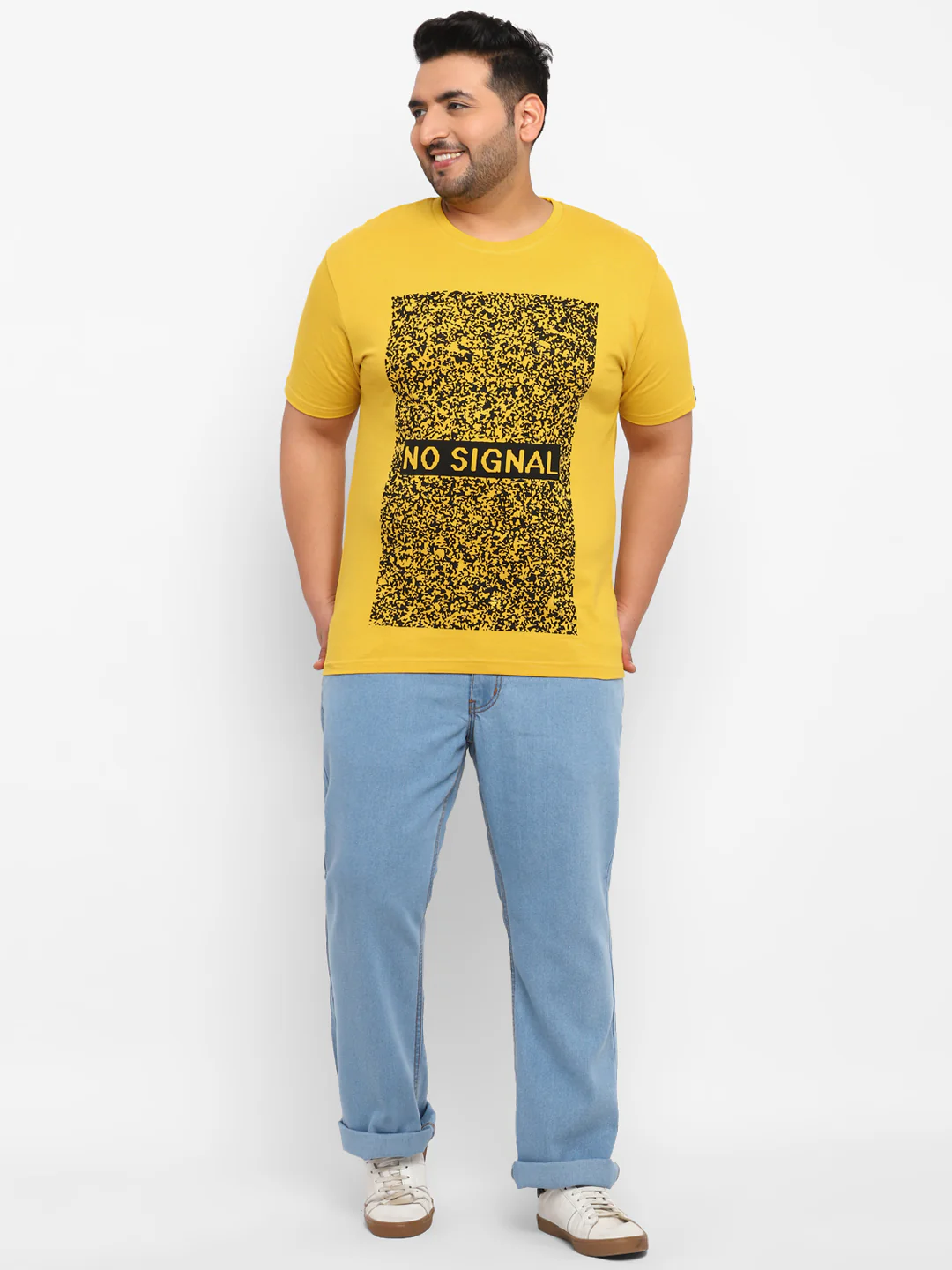 Urbano Plus Men's Yellow Graphic Printed Half Sleeve Regular Fit Cotton T-Shirt - Image 4